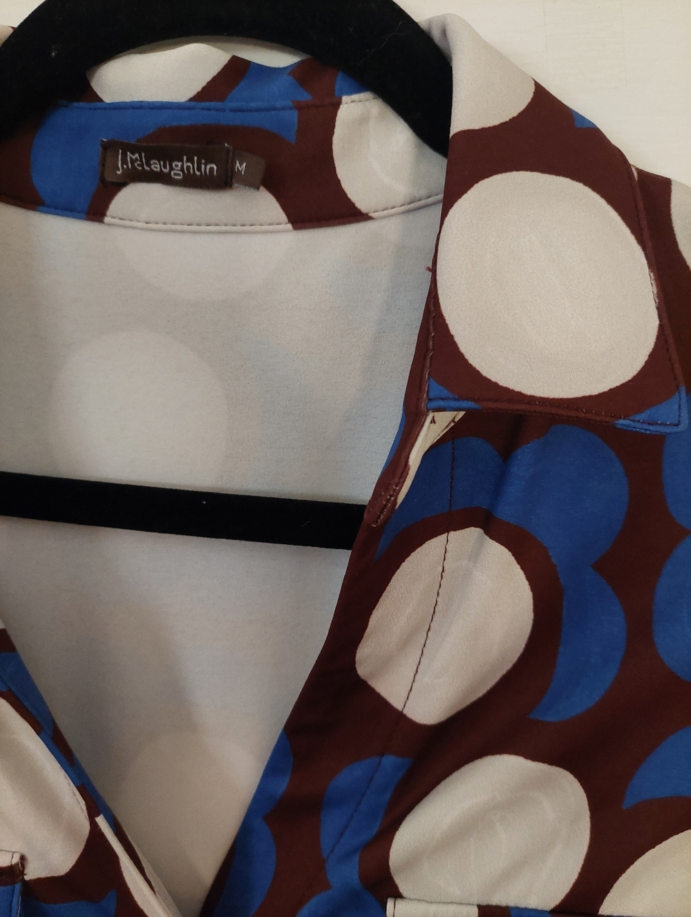 J.Mclaughlin Blue & White Polka Midi Shirt Dress with Belt Medium - Picture 4 of 6